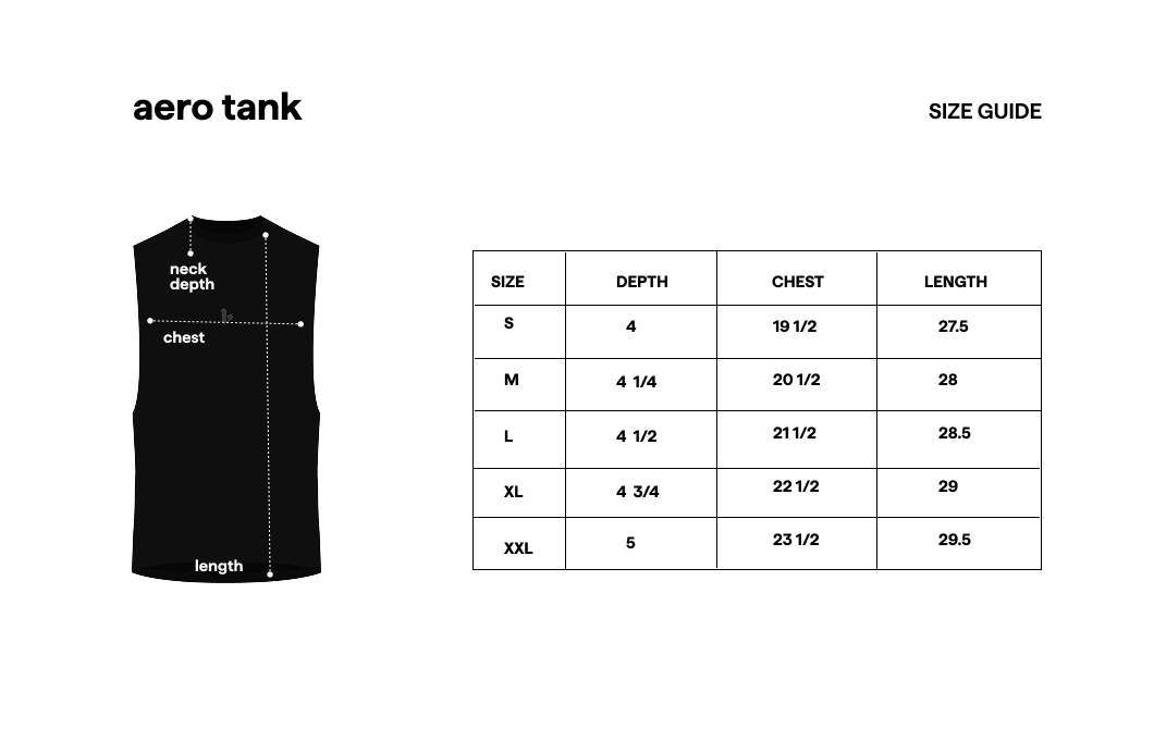 Aero Tank size guide