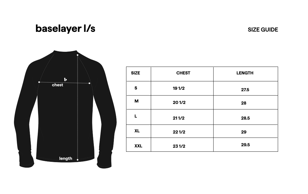 Base Compression L/S Grey size guide