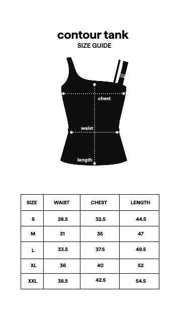 Contour Tank Black size guide
