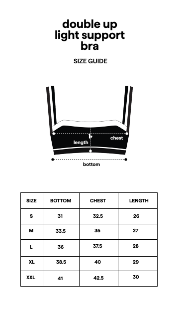 Double Up Light Support Bra Navy size guide