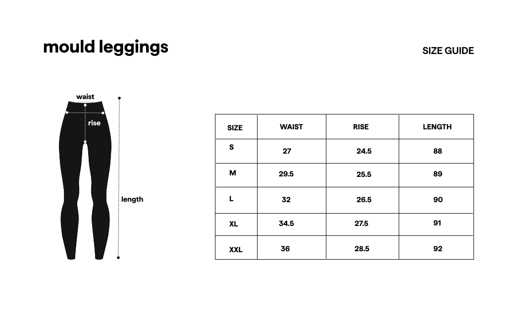 Mould Leggings Grey size guide