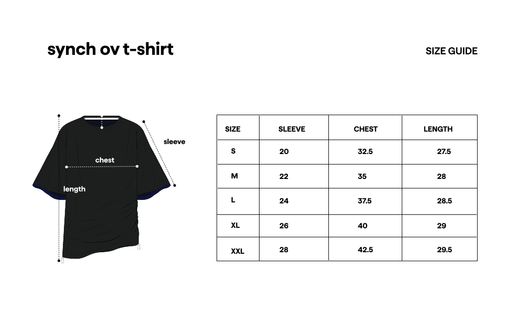 Synch Ov T-shirt Black size guide