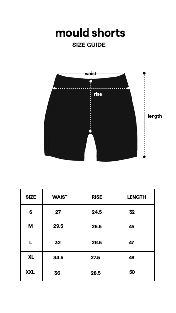 Mould Shorts Black size guide