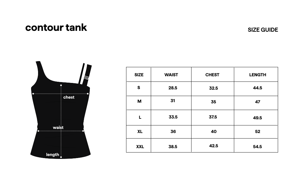 Contour Tank Black size guide