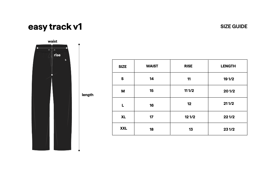 Easy Tracks V1 Black size guide
