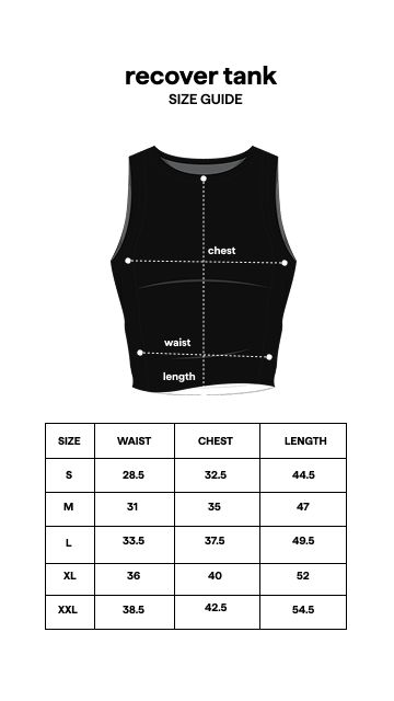 Recover Ribbed Tank size guide