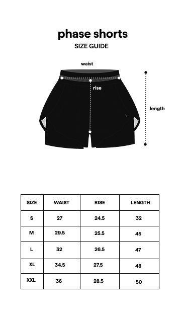 Phase Shorts Black size guide